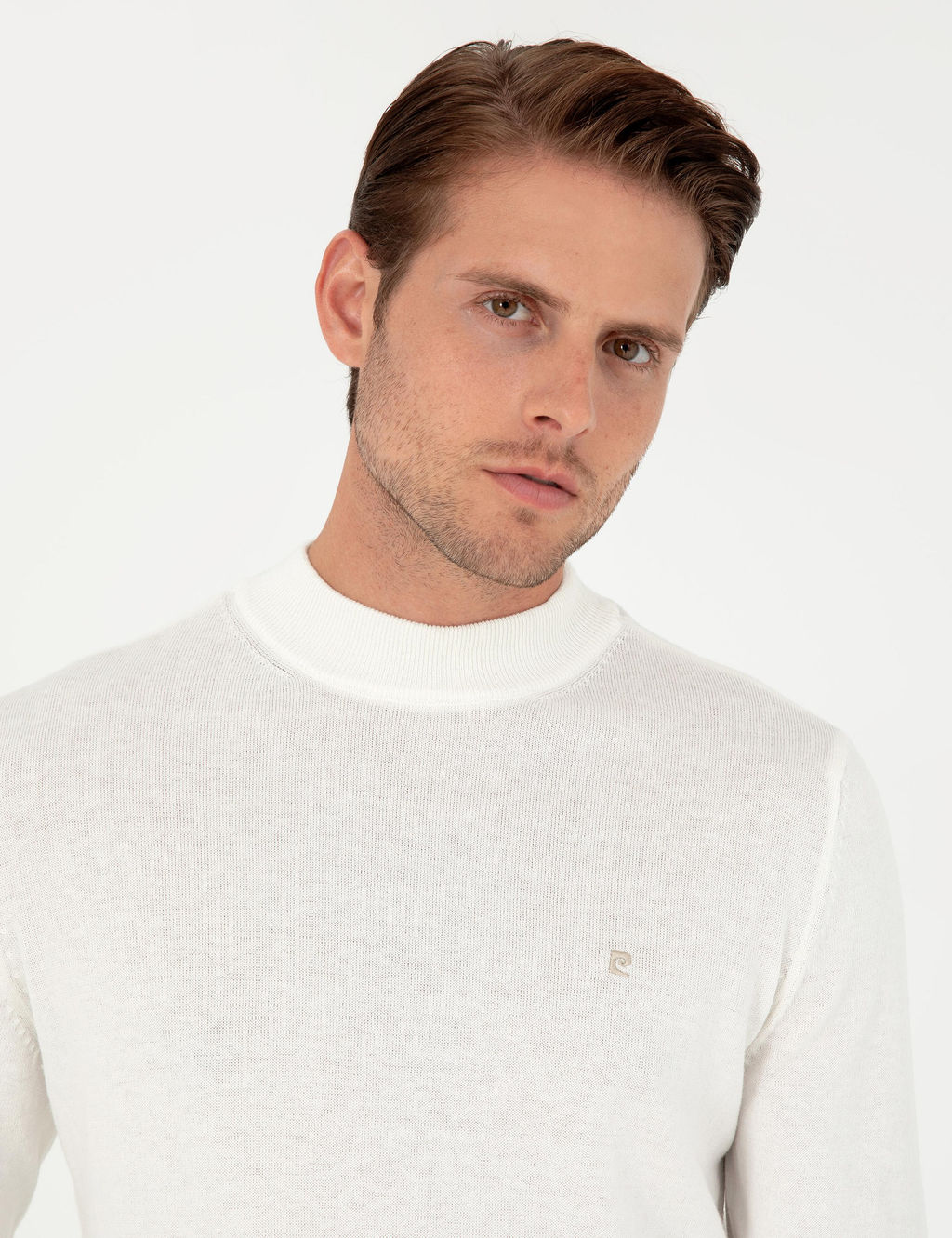 Ekru Slim Fit Yar_m Bal_k__ Yaka Basic Triko Kazak - Pierre cardin фото 2