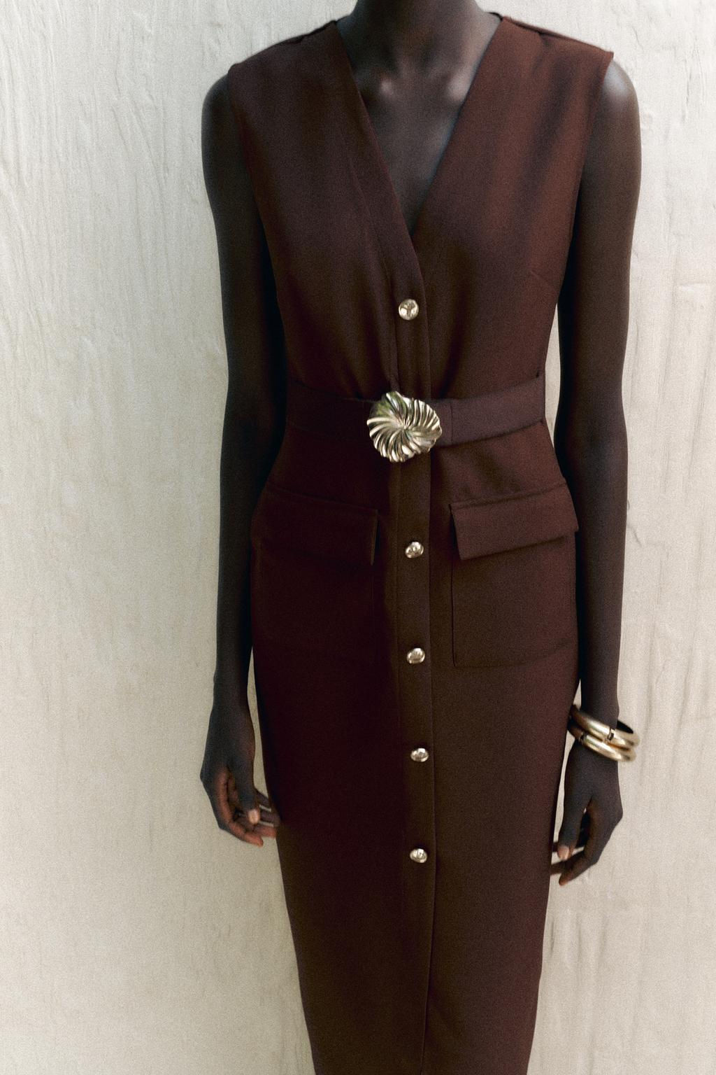 BELTED CREPE MIDI DRESS - Zara фото 2