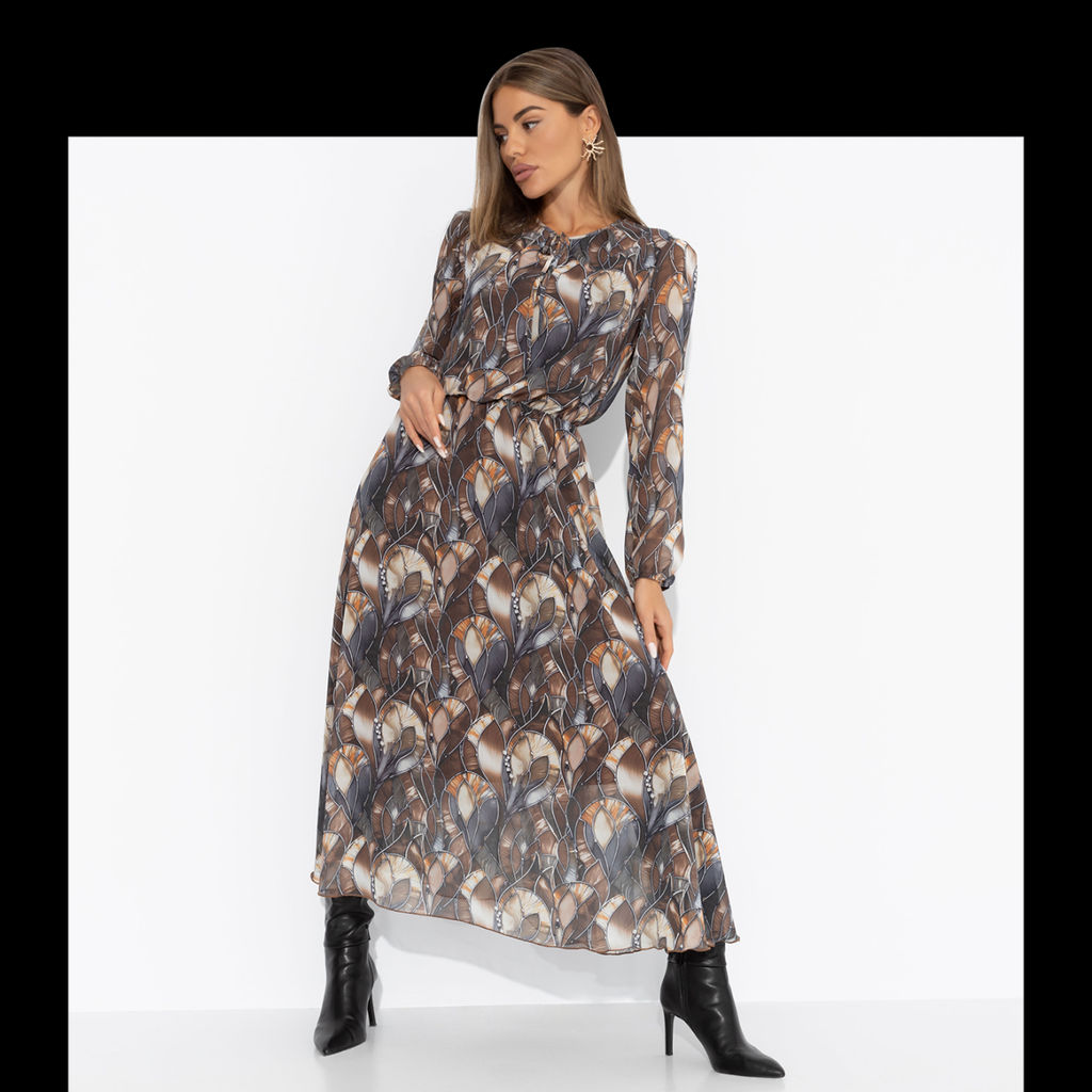 Платье нарядное на подкладе, Летящие мгновения (brown) - Charutti фото 8