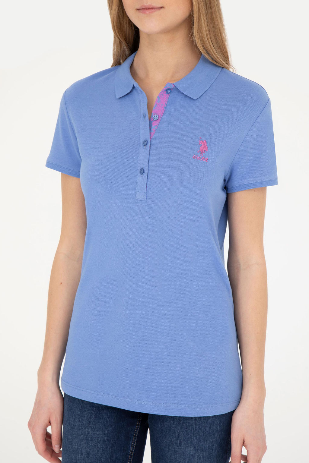 Женская темно-синяя базовая футболка Неожиданная скидка в корзине - U.s. polo assn фото 6