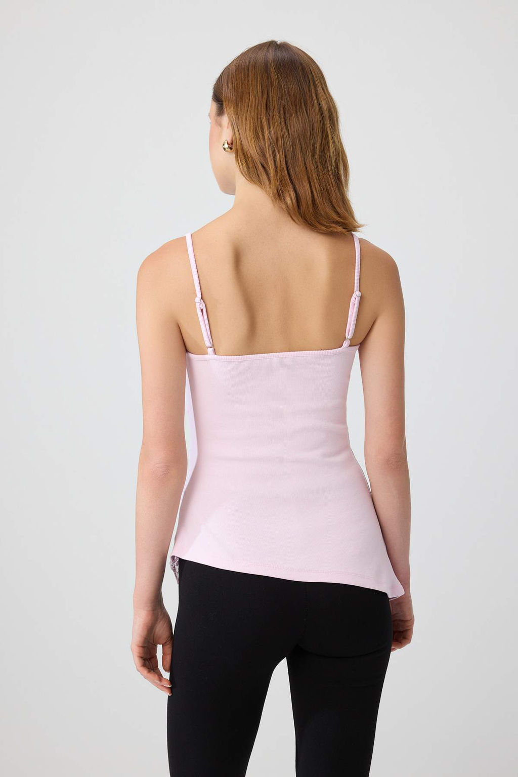 Pembe D_z Fitted Kare Yaka Kolsuz _nce Ask_l_ Dantel Detayl_ Uzun Esnek _rme Bluz TWOSS26BZ00985