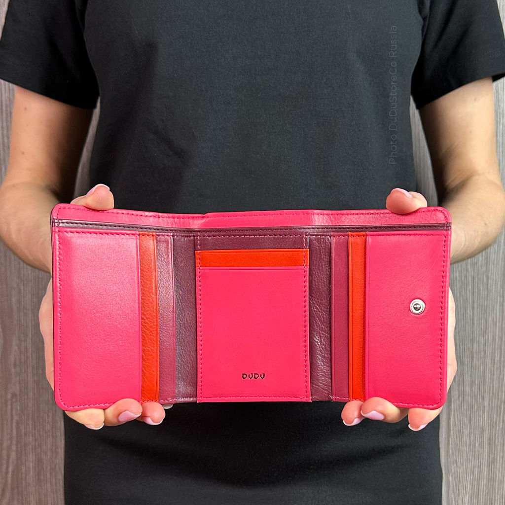 Итальянский кожаный кошелек DuDu серии Pemba | малиновый - Dudubags фото 7