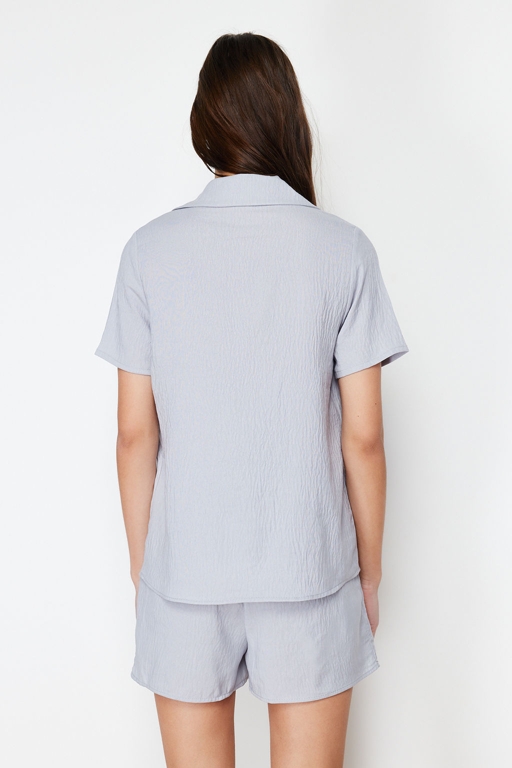 Trendyolmilla Gri Ay?c?kl? Sortlu Dokuma Pijama Tak?m? THMSS24PT00065 фото 6