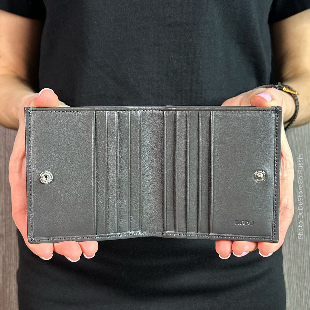 Итальянский кожаный кошелек DuDu серии Flavio | антрацитовый - Dudubags фото 6