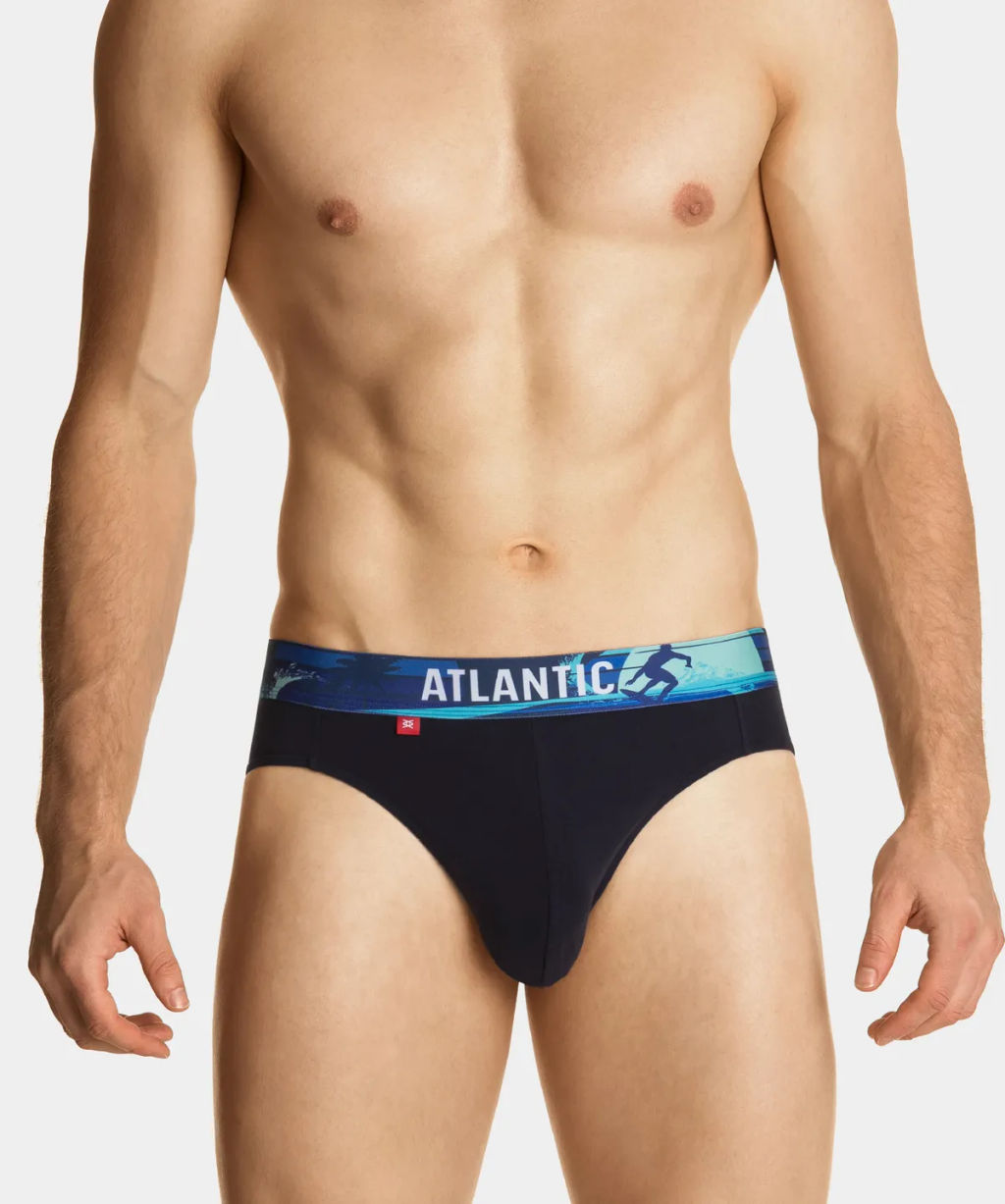 3MP-144 Трусы спорт Print Elastic - набор 3 шт. темно-синий + темно-голубой + голубой - Atlantic фото 9