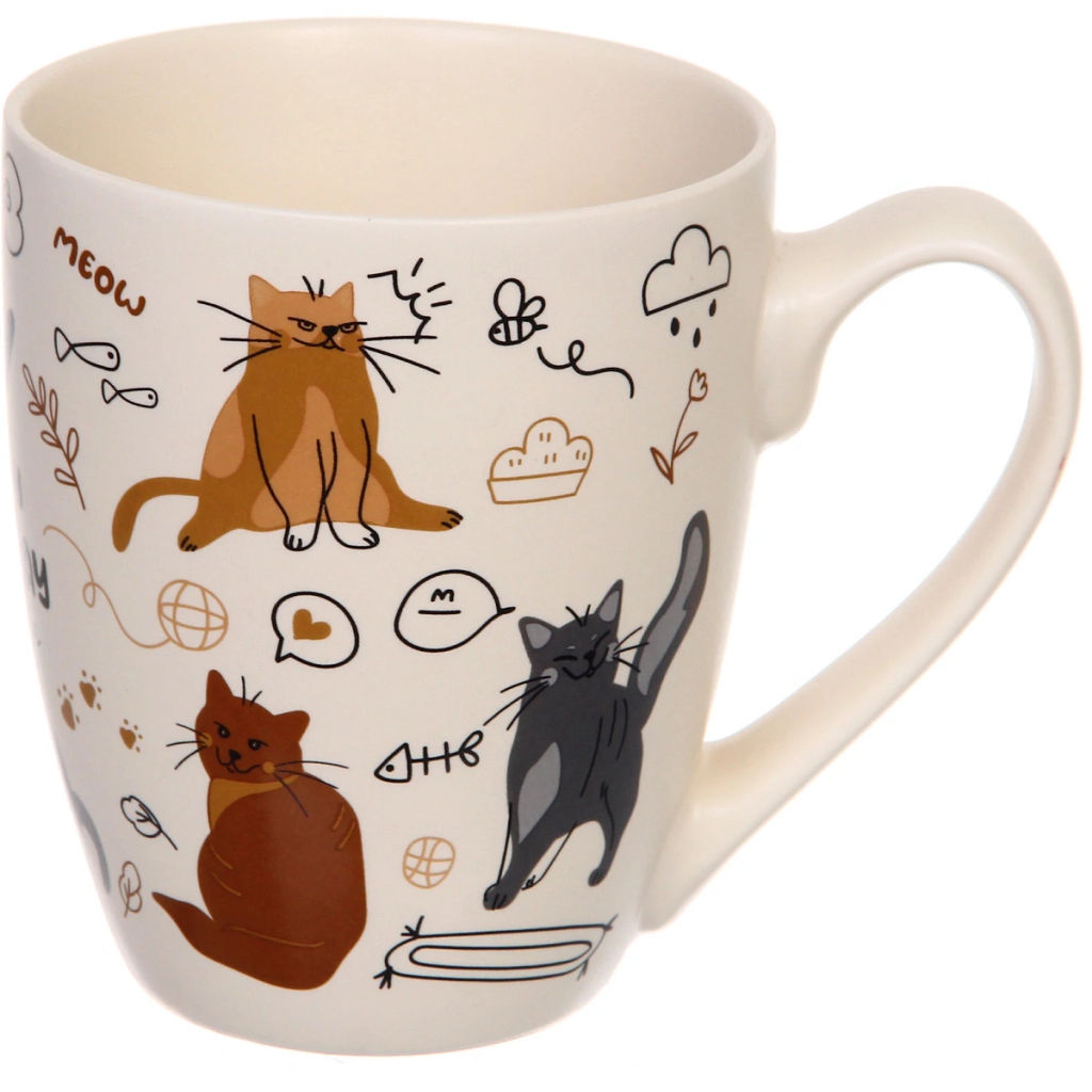 Цена за 2 шт. Кружка керамическая 350мл "Славные котики", микс 4рисунка