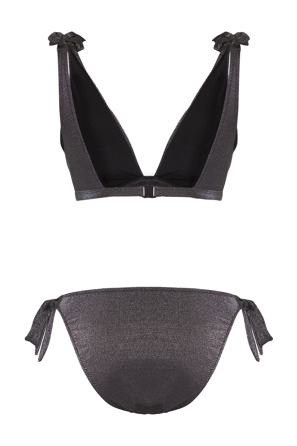 Trendyolmilla Siyah Ucgen Baglamal? Simli Regular Bikini Tak?m? TBESS25BT00009 фото 7