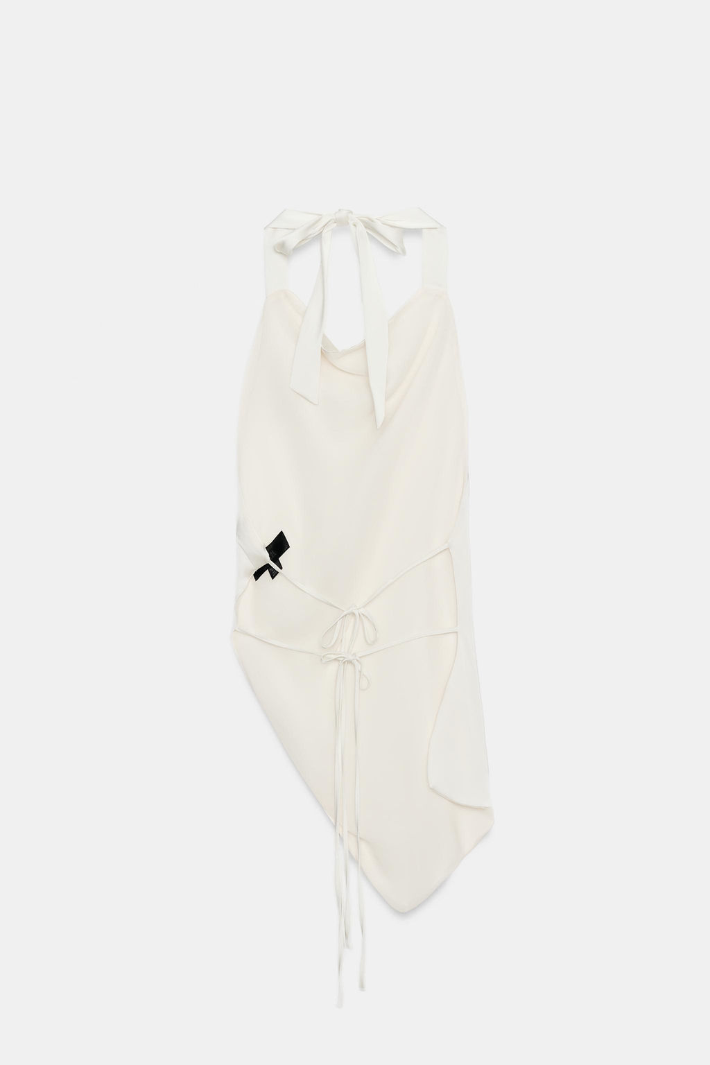 TOP SATINADO HALTER ASIM?TRICO / Blanco roto