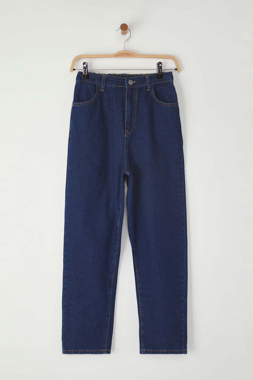 Koyu Lacivert Erkek Cocuk Balon Fit %100 Pamuk Lastikli Denim Jean Pantolon TKDSS25JE00002 - Trendyolmilla фото 4