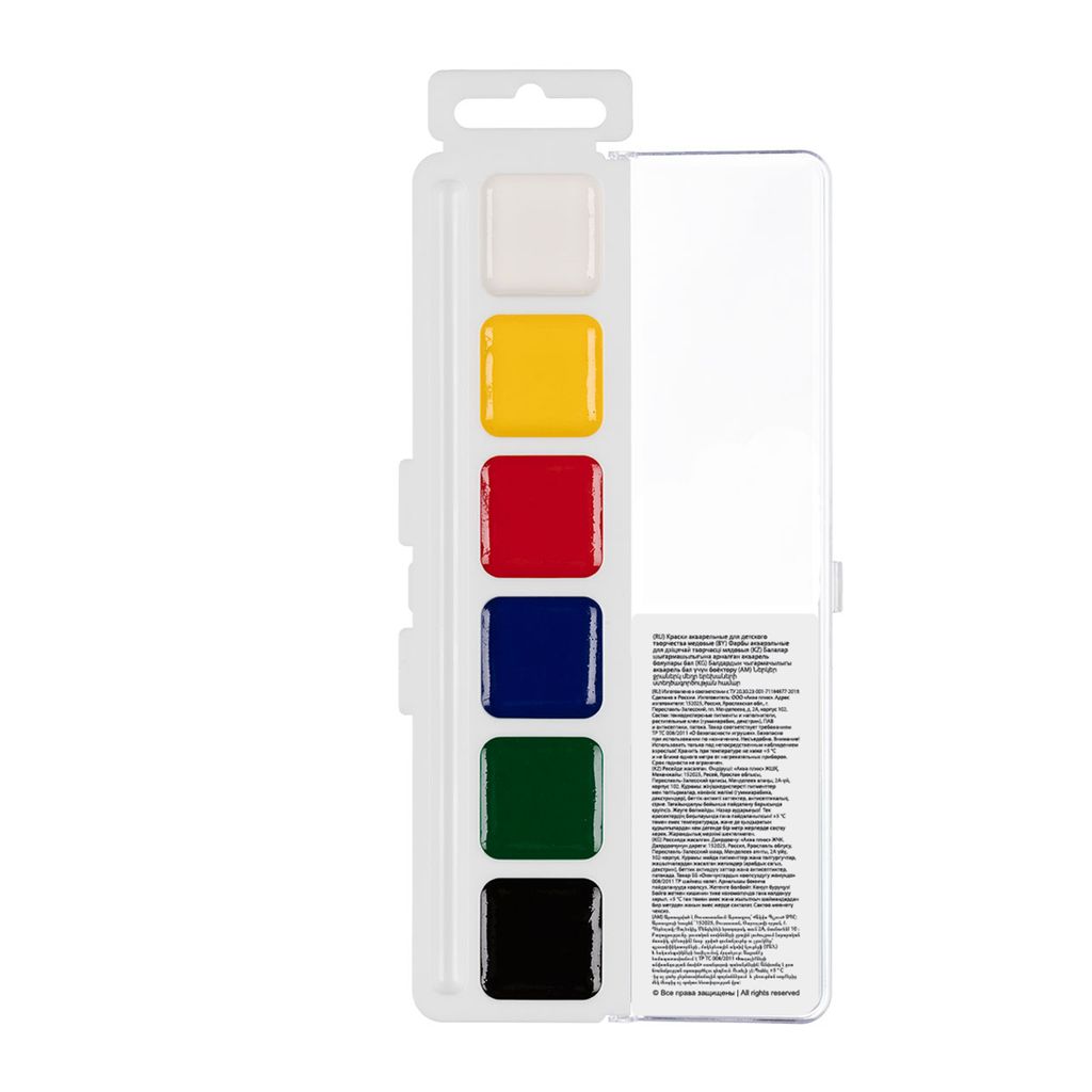 Краска акварель Аква-колор Живопись медовые, без кисти в пластиковой упаковке с европодвесом JIV-W6 6 цв  фото 3