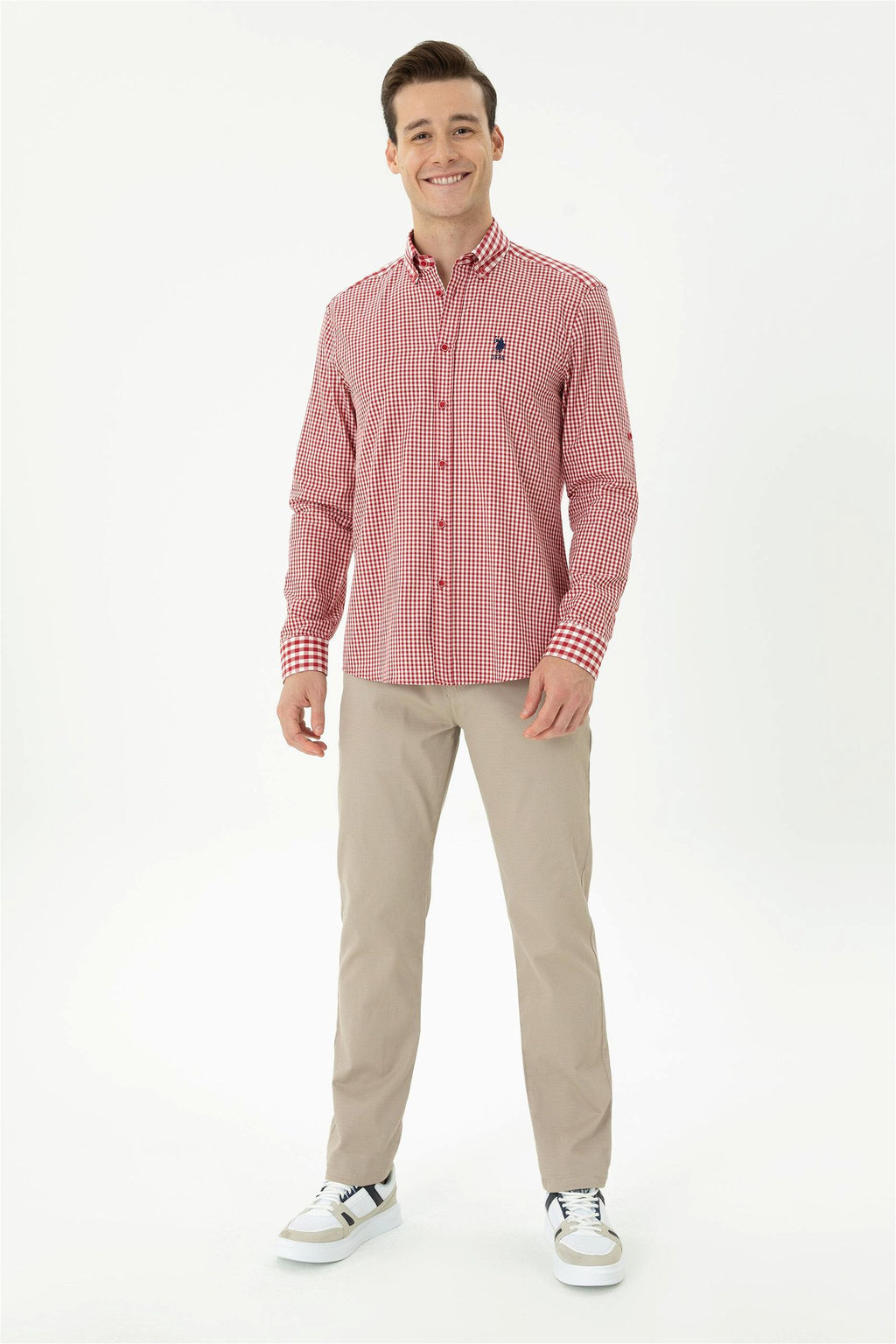 Мужские темно-бежевые брюки из плотной ткани/чиносы Неожиданная скидка в корзине - U.s. polo assn фото 3