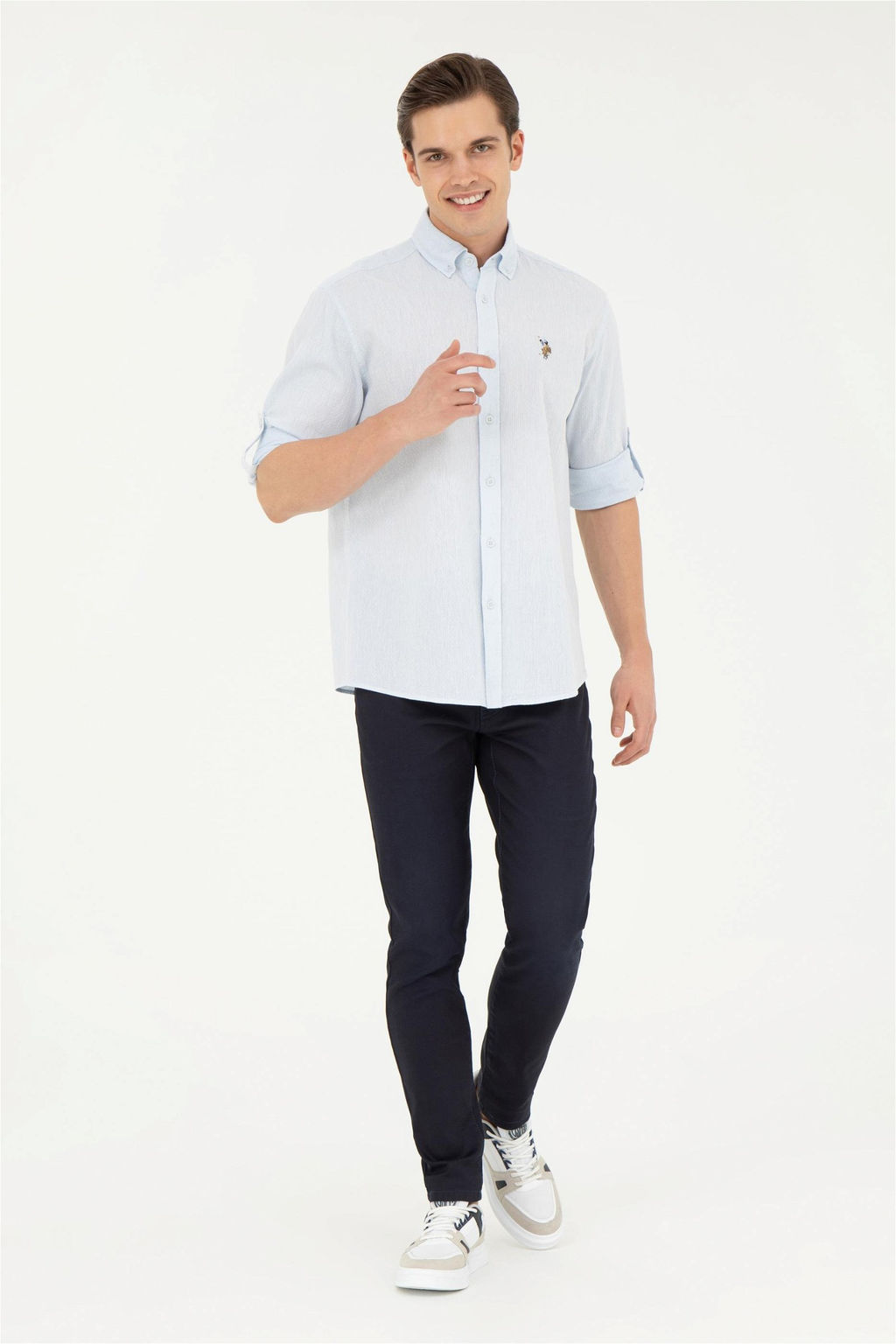 Мужская голубая рубашка с длинным рукавом - U.s. polo assn фото 4