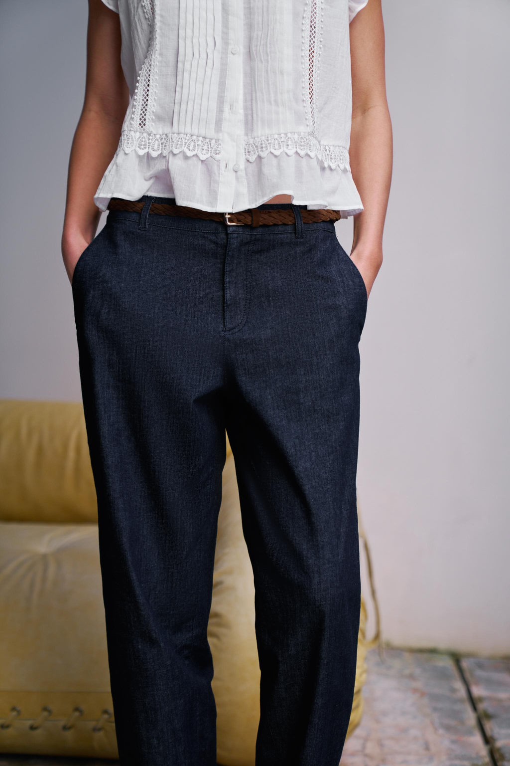 BRAIDED BELT CHINO TROUSERS - Zara фото 9