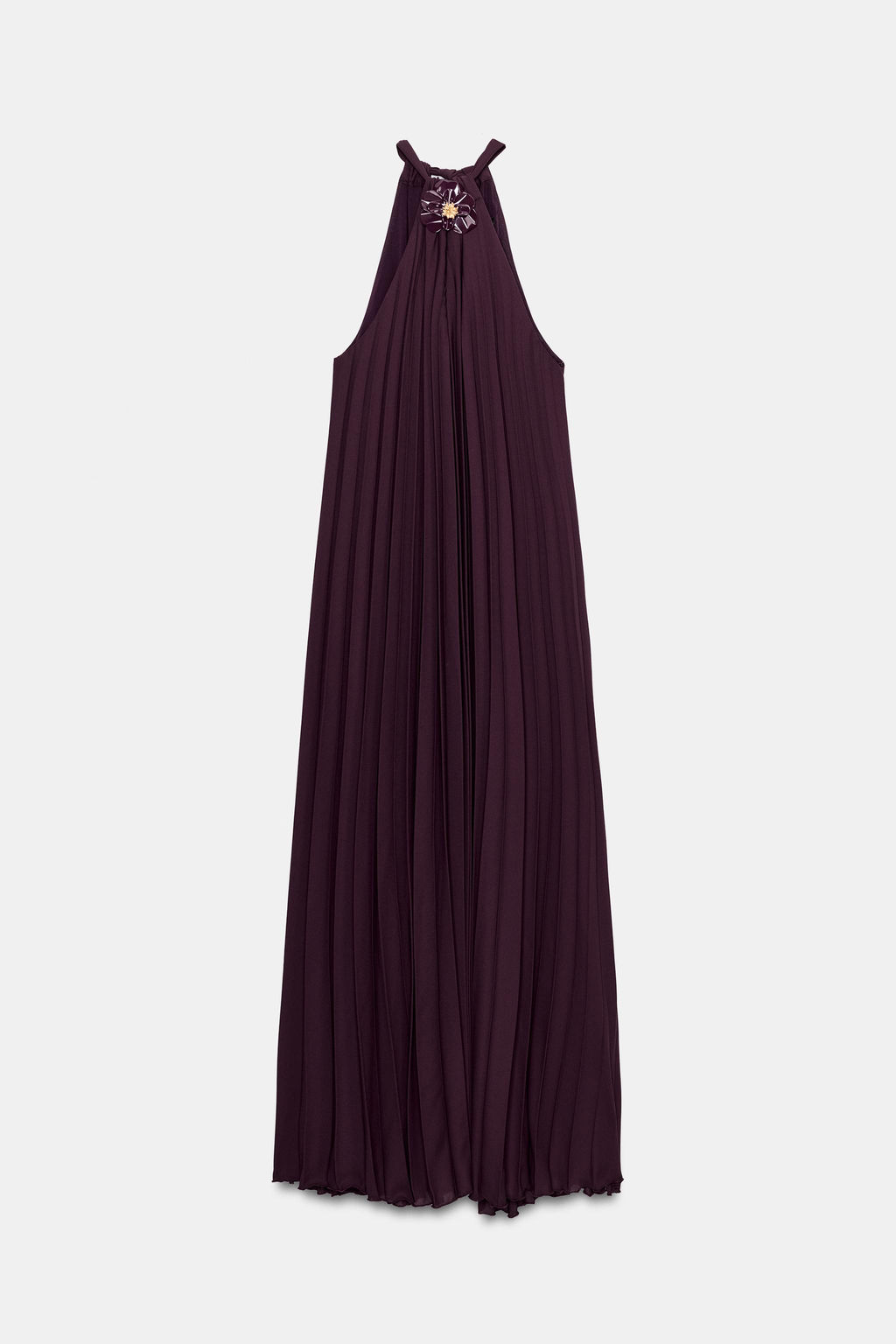 VESTIDO MIDI PLISADO BROCHE FLOR / Berenjena - Zara фото 6
