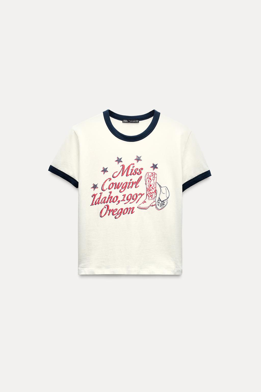 RIBBED T-SHIRT WITH SLOGAN - Zara фото 6