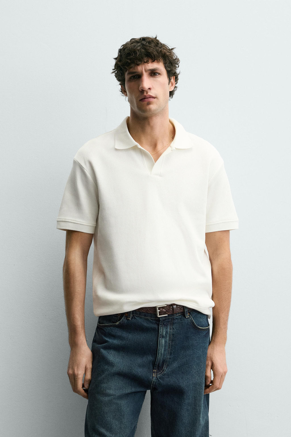 VERTICAL TEXTURED POLO SHIRT - Zara фото 2