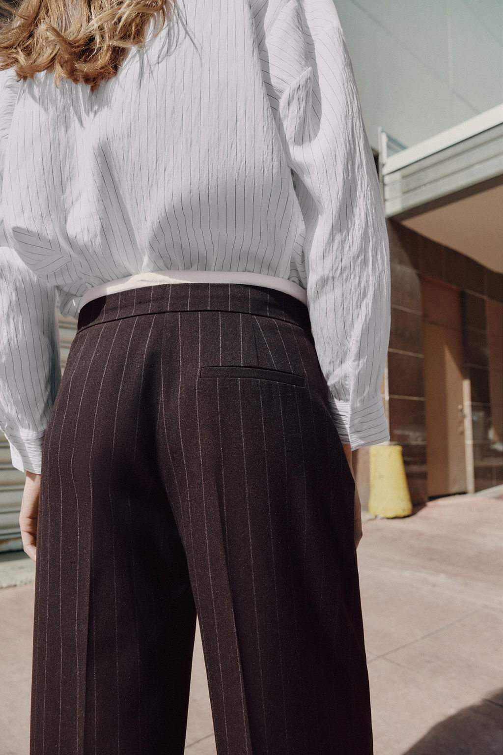 PANTAL?N ANCHO CINTURA DOBLE / Marr?n