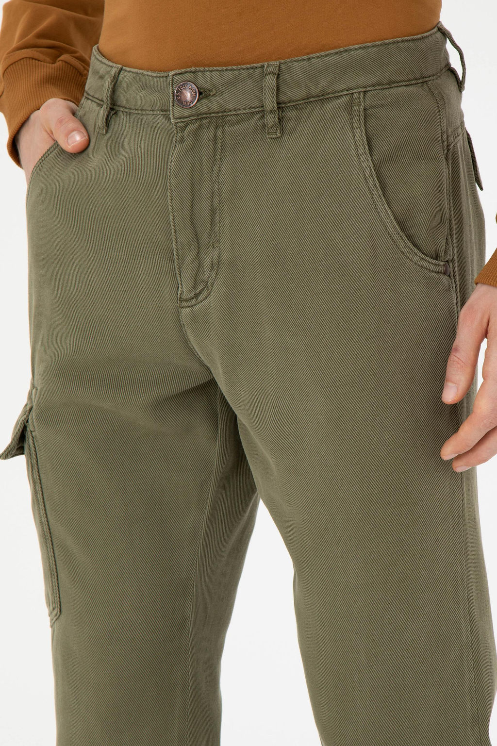 Erkek Jogger Fit Haki Kanvas Pantolon