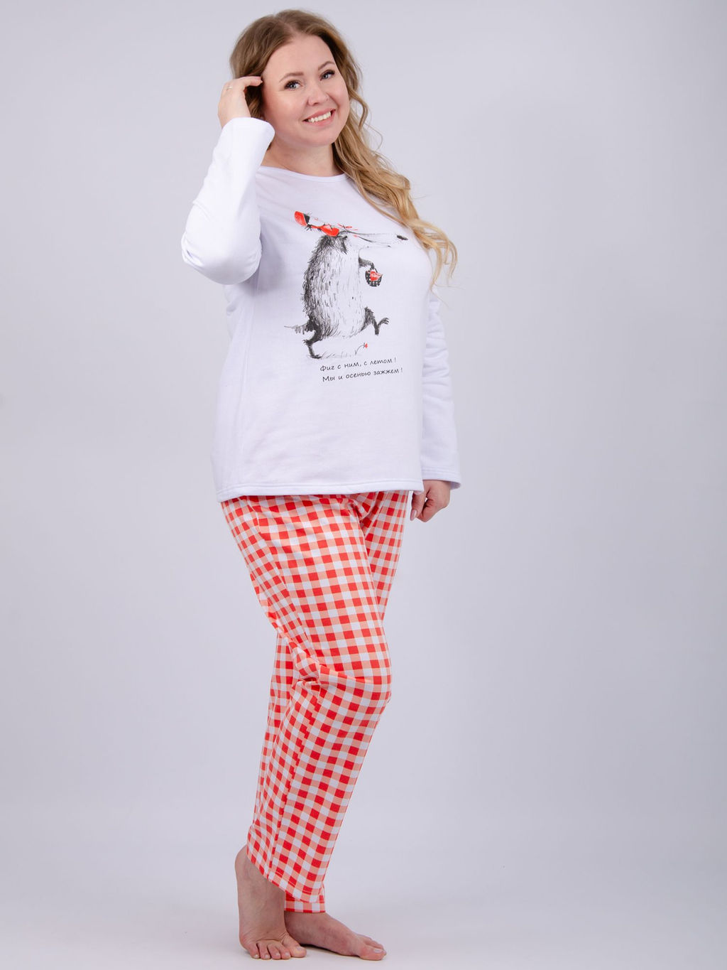 Пижама Осень, футер начес - Малина фото 6