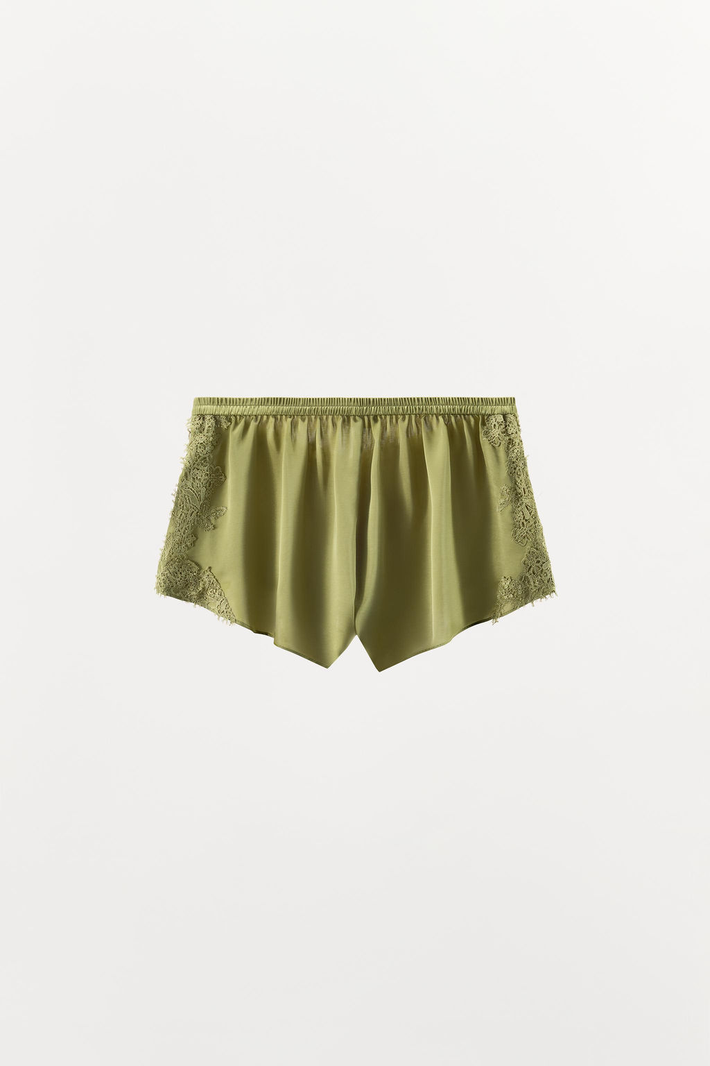 SHORTS SATINADO ENCAJE / Verde - Zara фото 4