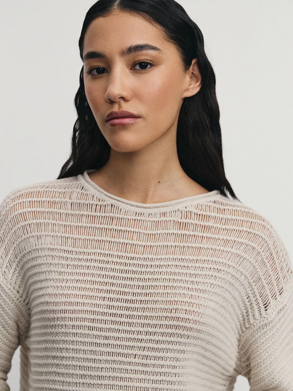 Джемпер ажурной вязки из хлопка / Zarina  фото 7