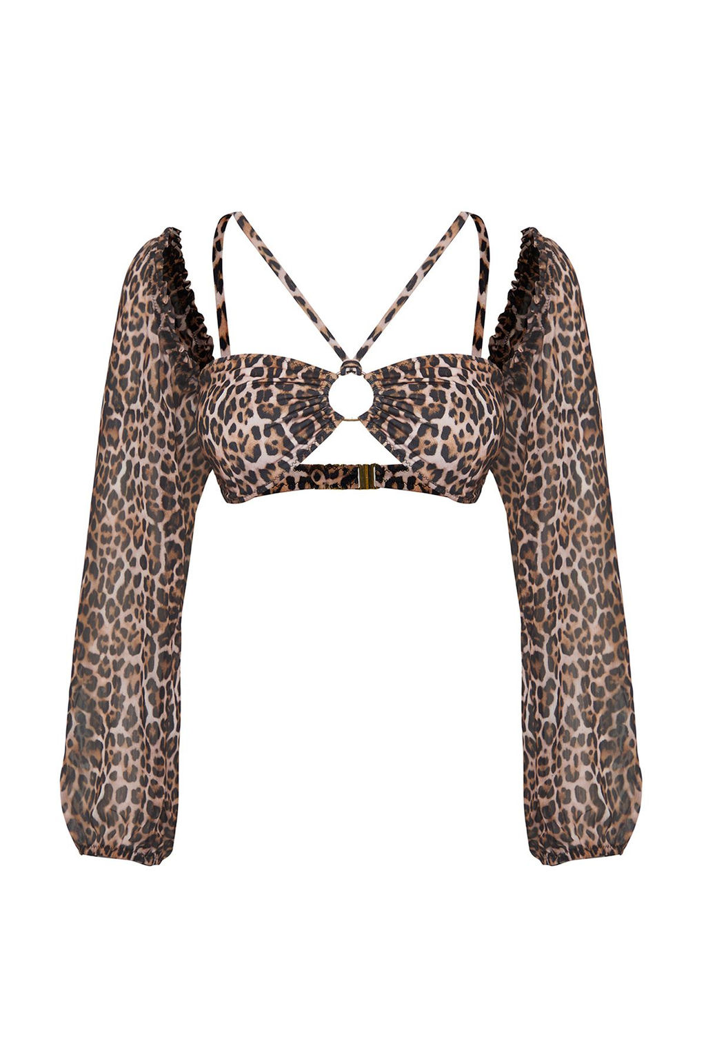 TRENDYOLMILLA Leopar Desenli Tak C?kar Kollu Aksesuarl? Capraz Baglamal? Bikini Ustu TBESS25BU00015  фото 6