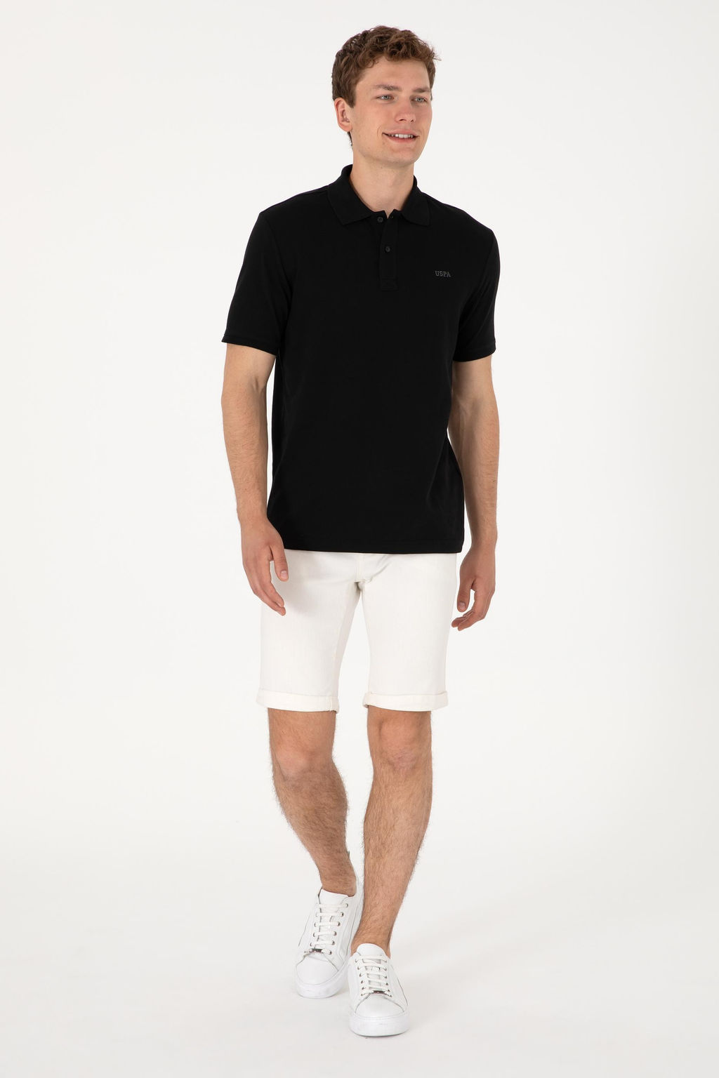 Erkek Regular Fit Polo Yaka Siyah Basic Ti__rt