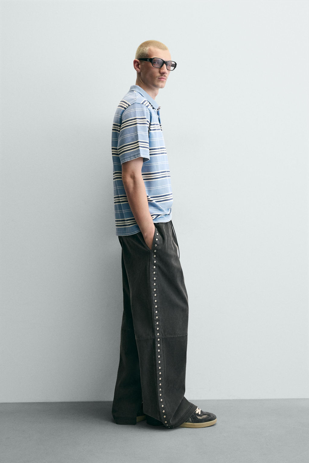 POLO BOXY FIT RAYAS / Azul / Blanco - Zara фото 4