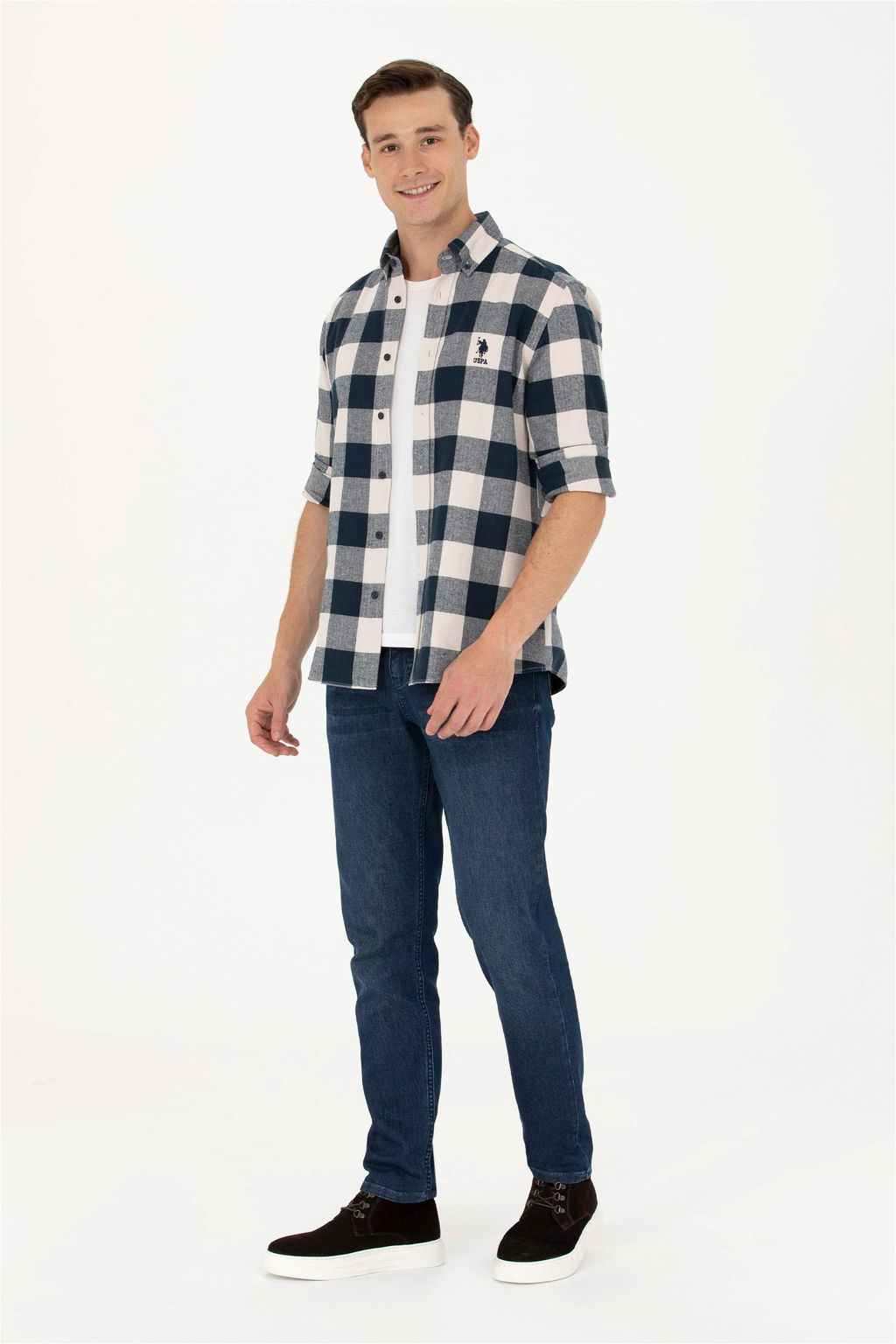 Мужская темно-синяя рубашка с длинным рукавом - U.s. polo assn фото 4