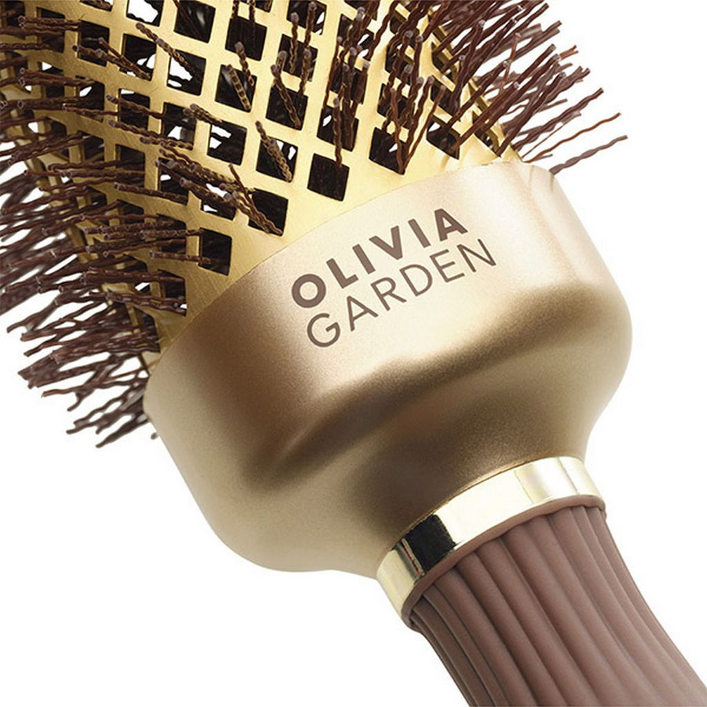 Olivia Garden Термобрашинг для укладки волос / Expert Blowout Shine Wavy Bristles Gold & Brown, 55 мм, коричневый