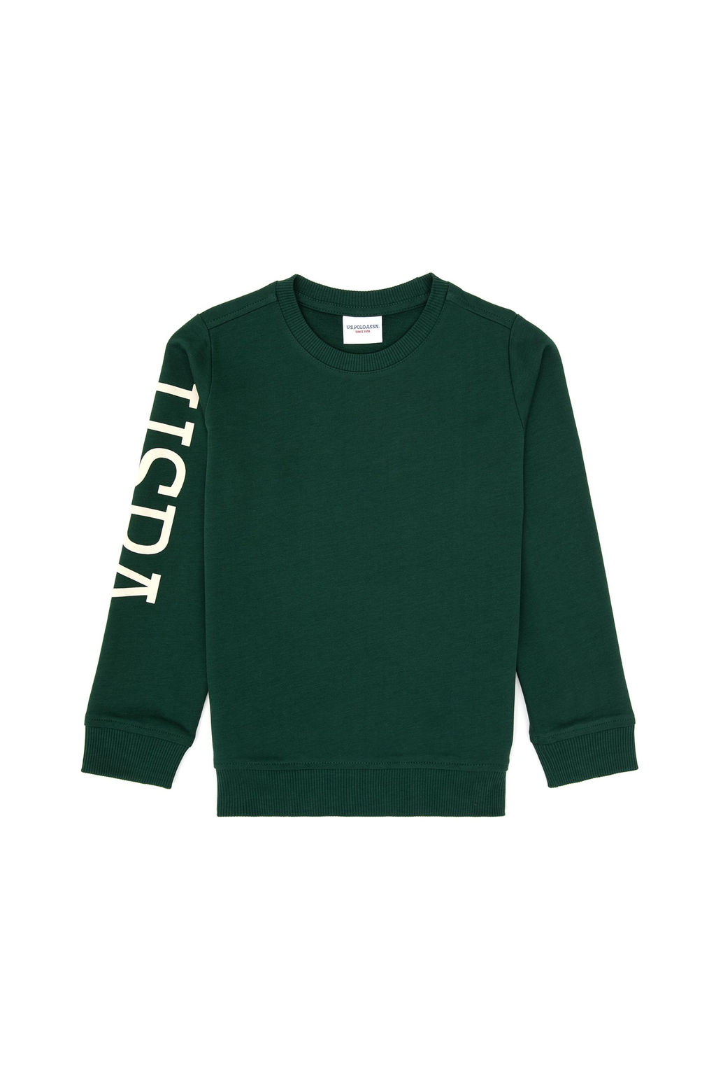Erkek _ocuk Koyu Ye_il Basic Bisiklet Yaka Sweatshirt Sepette S_rpriz _ndirim