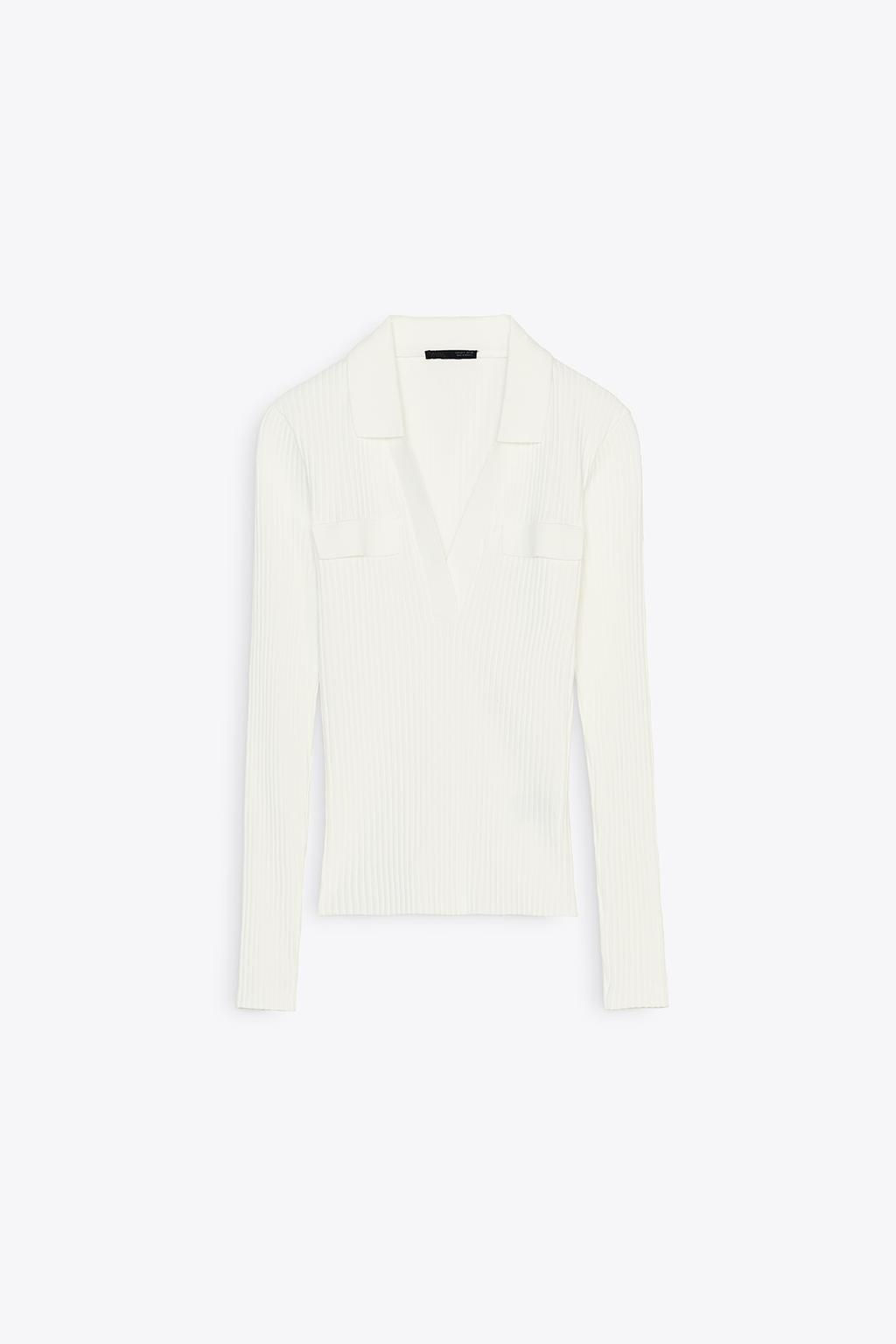 RIBBED POLO NECK T-SHIRT