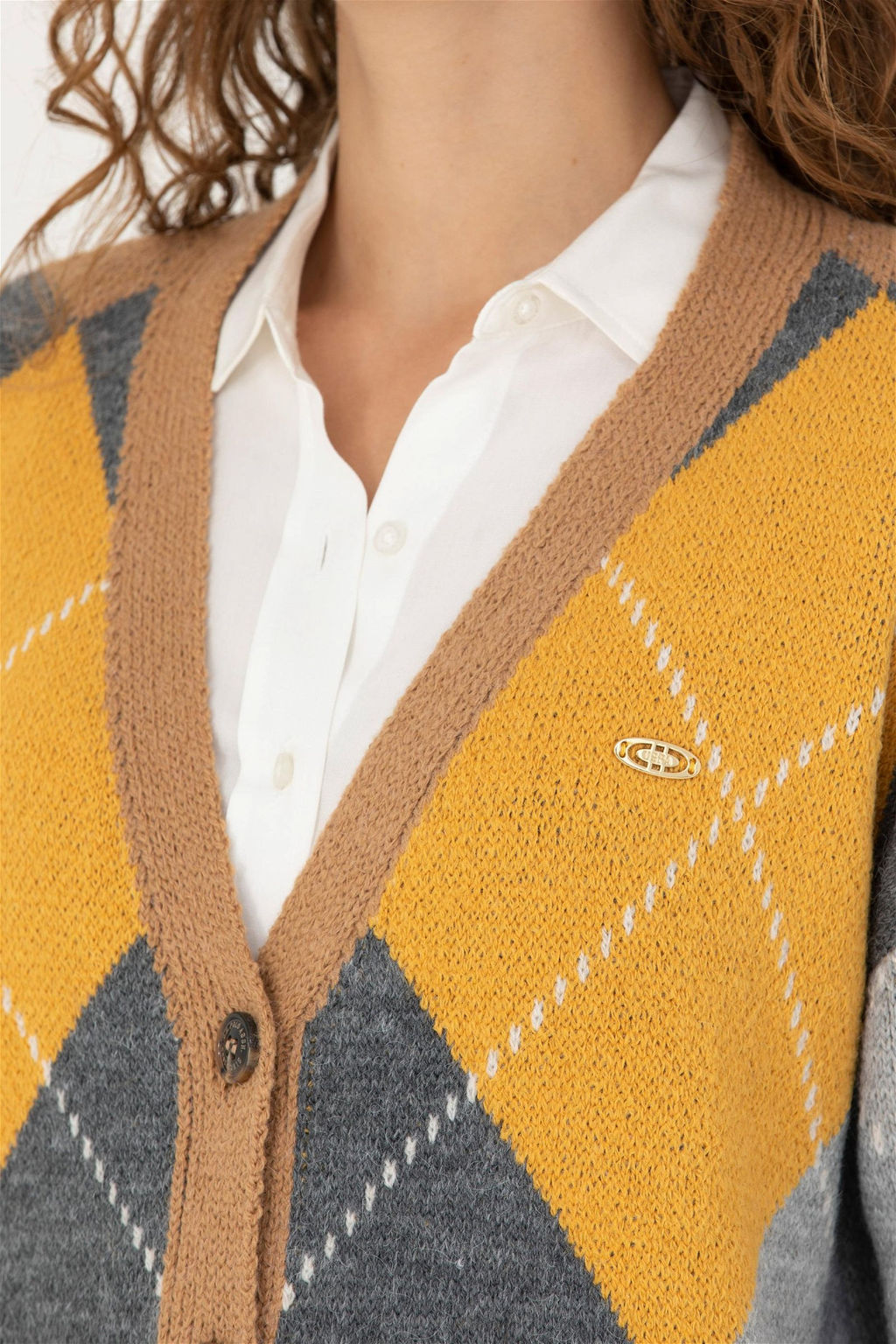 Женский трикотажный кардиган песочного цвета с v-образным вырезом Неожиданная скидка в корзине - U.s. polo assn фото 7