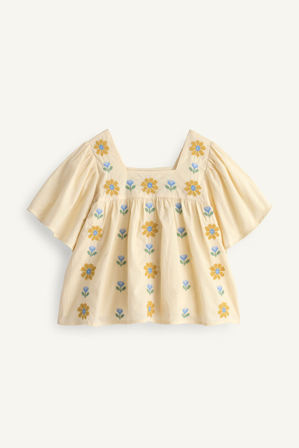 BLUSA BORDADOS FLORES PUNTO DE CRUZ LIMITED EDITION / Crema - Zara фото 5