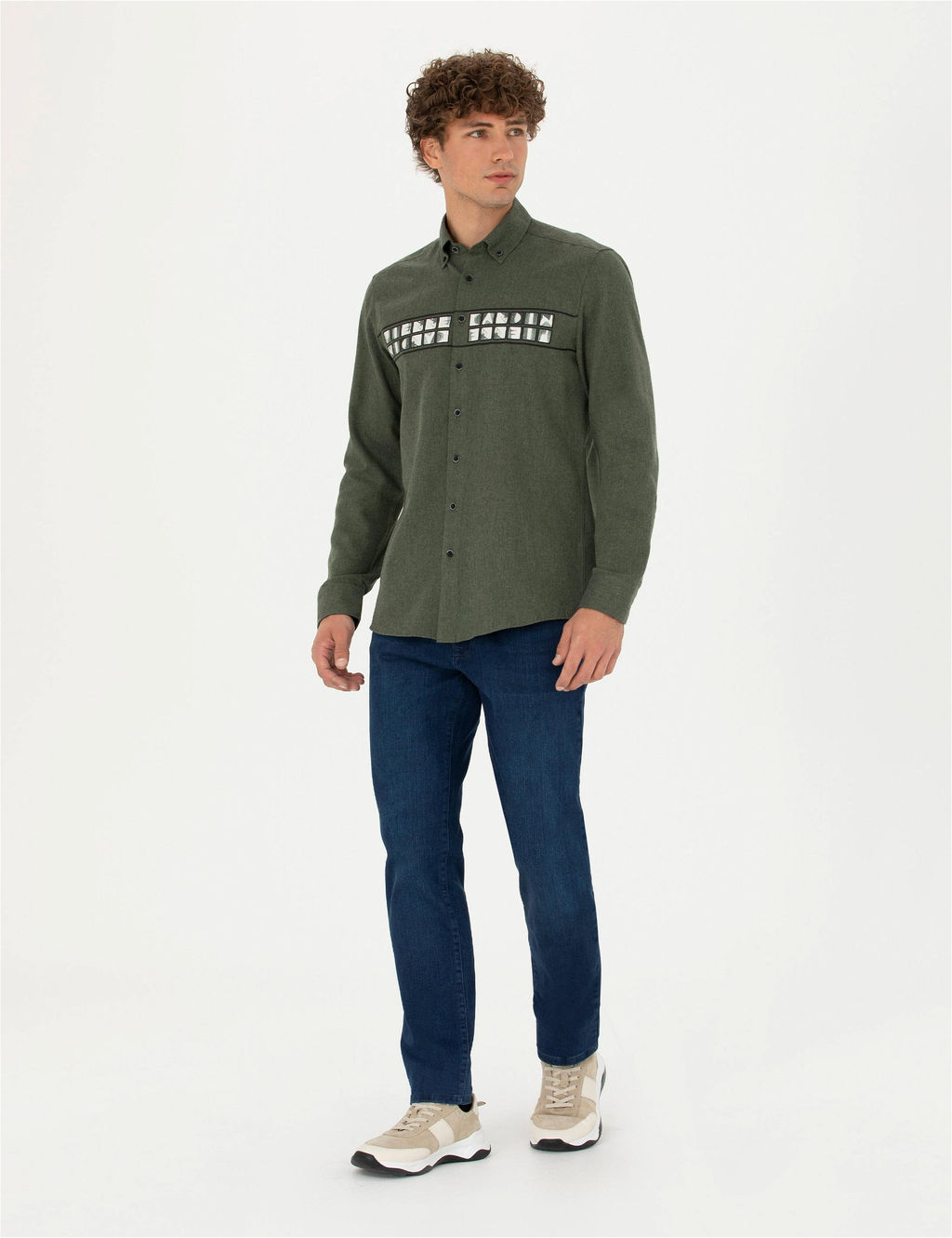 Haki Slim Fit Uzun Kollu G_mlek - Pierre cardin фото 4