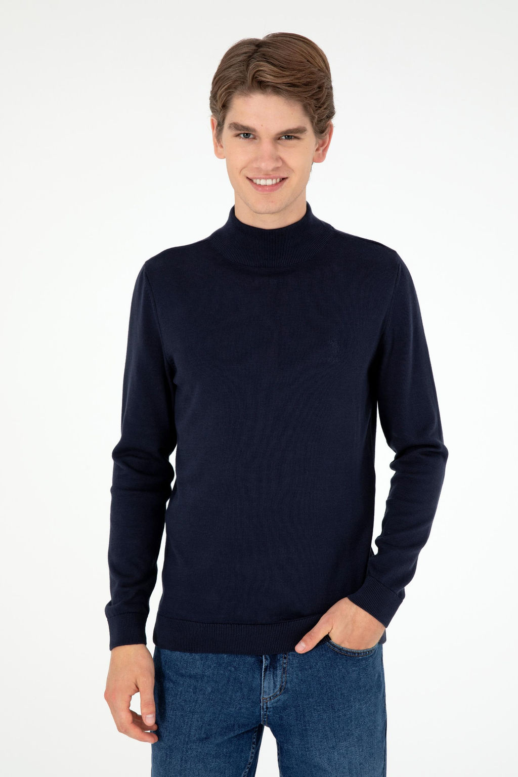 Мужской темно-синий базовый свитер Неожиданная скидка в корзине - U.s. polo assn фото 3