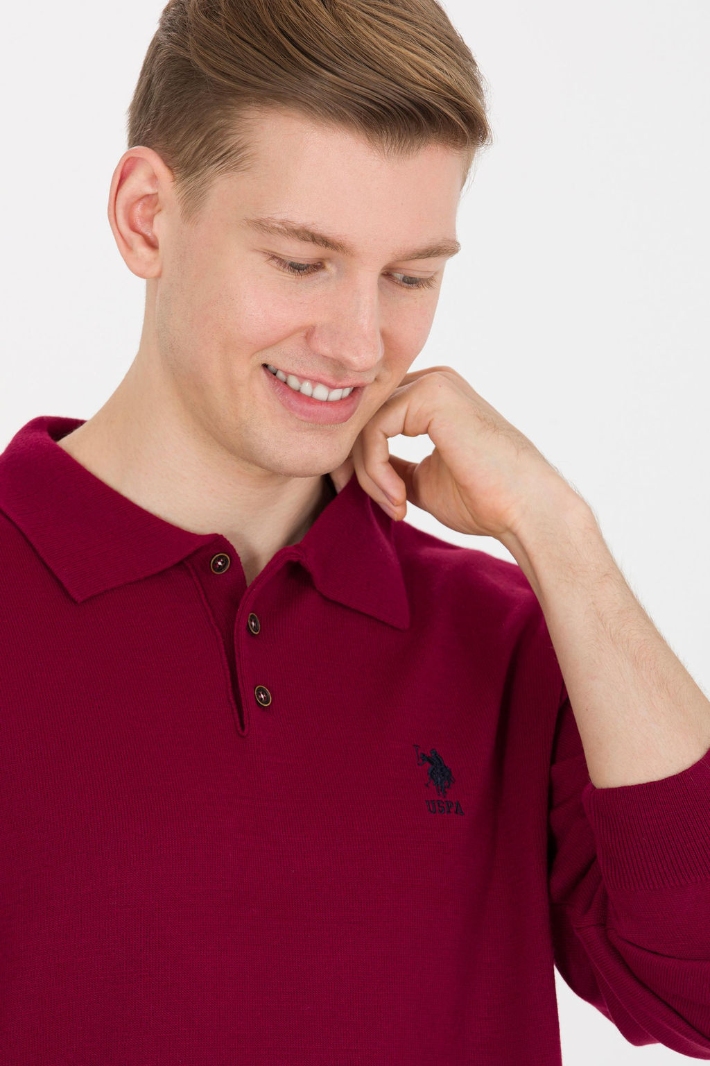 U. S. Polo Assn Мужской бордово-красный трикотаж с воротником поло - U.s. polo assn фото 14