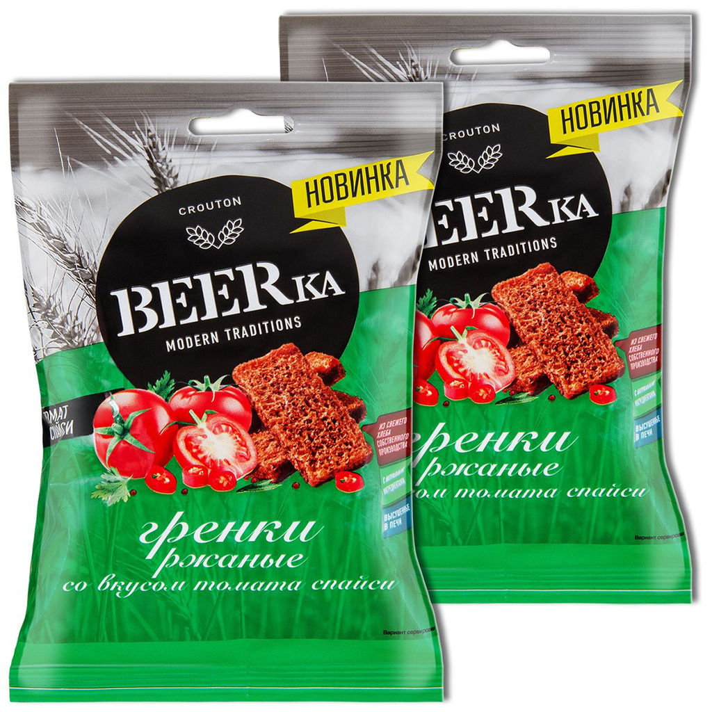 Цена за 5 шт.Beerka, гренки со вкусом томата спайси, 60 г фото 2
