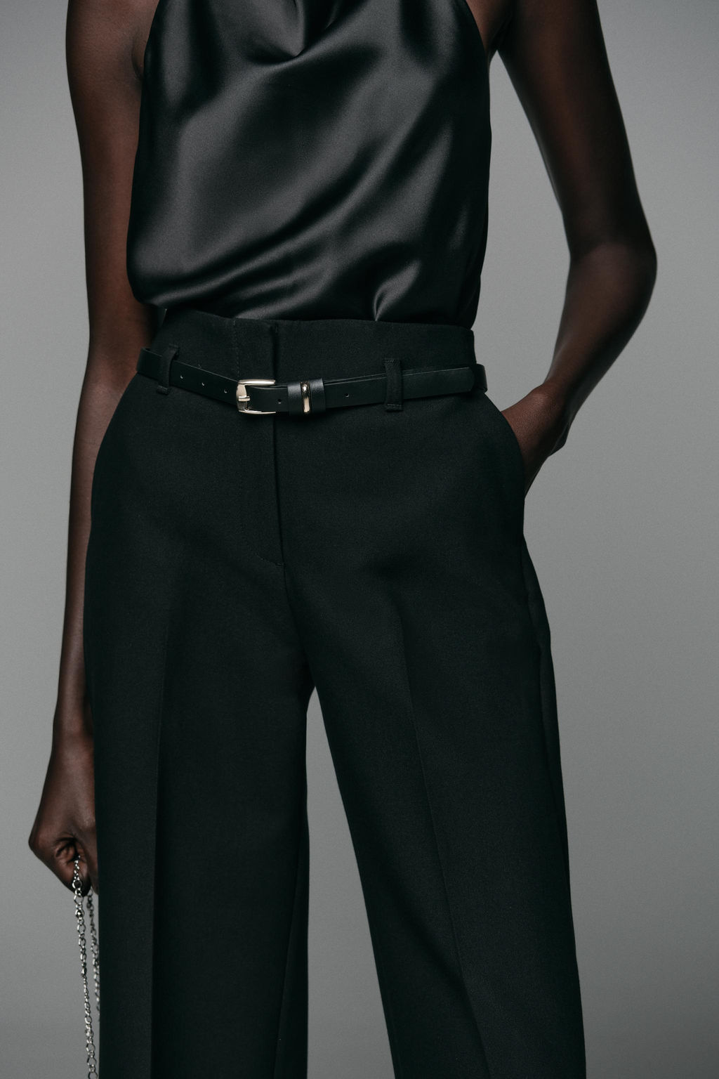 TURN-UP HEM TROUSERS WITH BELT