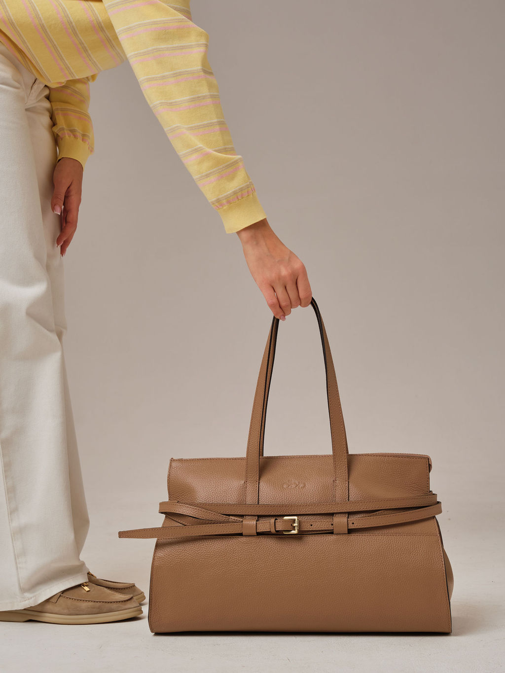 Кожаная сумка Rumi DBR 31152 коричневый капучино фото 10