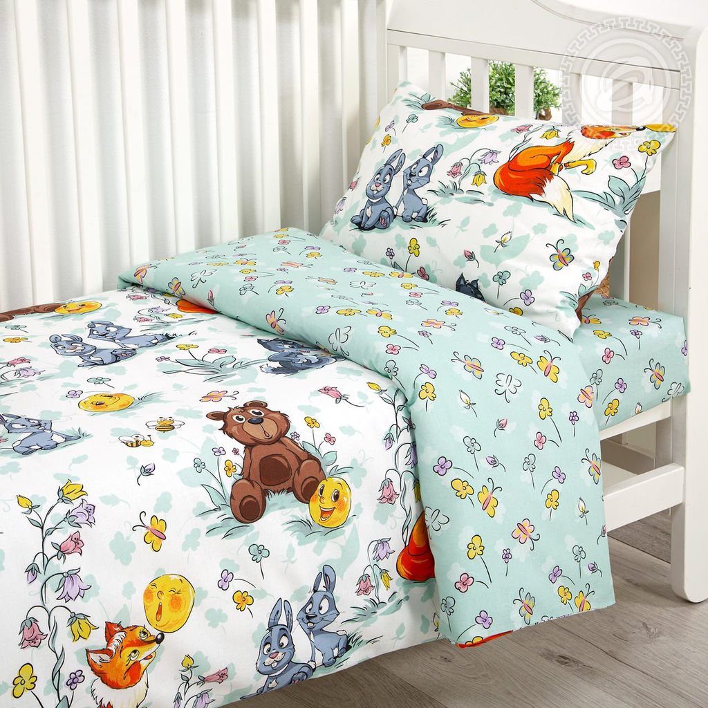 Колобок Детский/Пододеяльник: 1 шт. - 147*112; Простыня: 1 шт. - 150*110; Наволочка: 1 шт. - 40*60; Бязь ясельная - Артпостелька фото 4