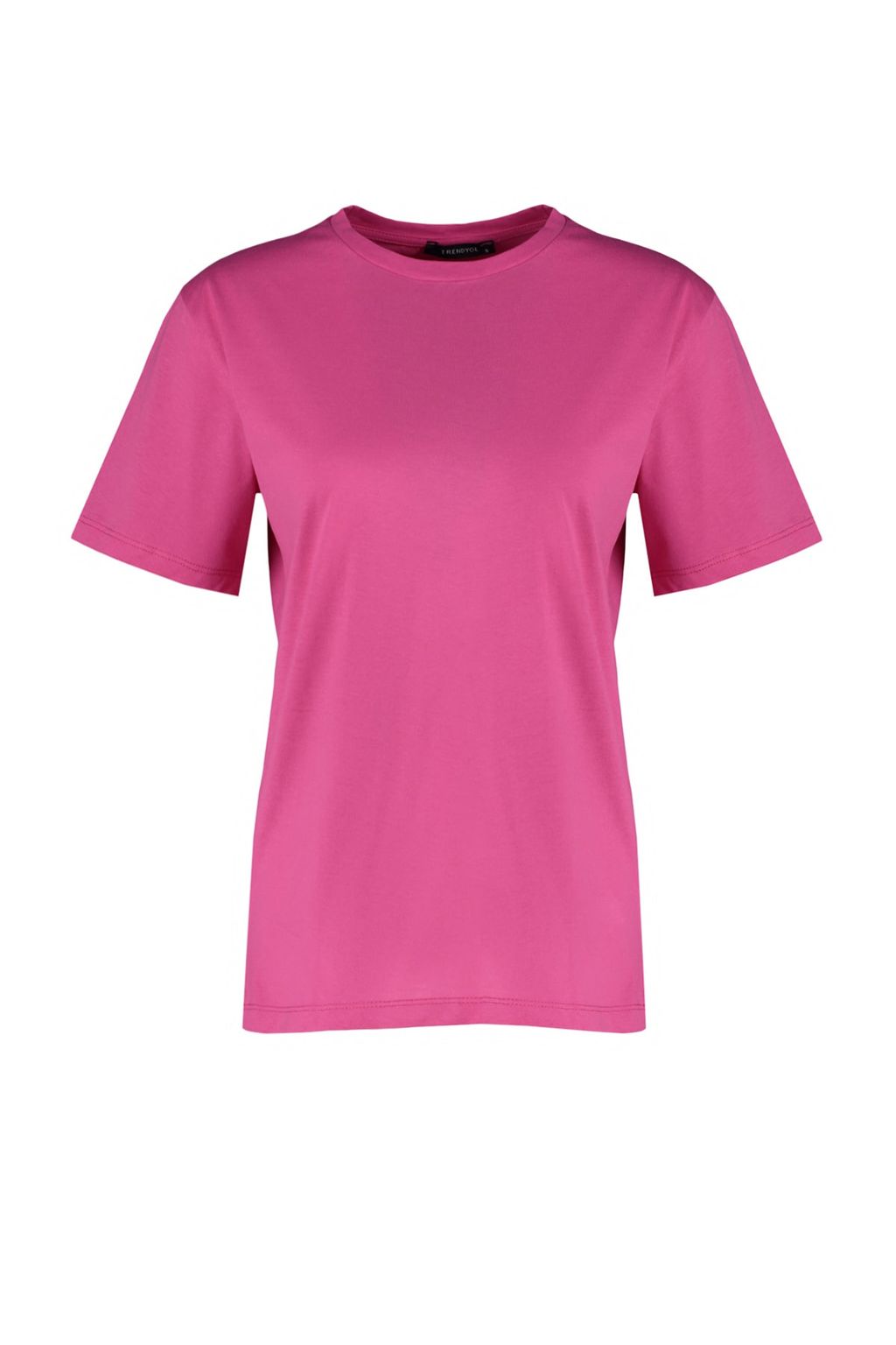 TRENDYOLMILLA Beyaz %100 Pamuk Bisiklet Yaka Oversize/Genis Kal?p Orme T-Shirt TWOSS20TS0134 фото 12