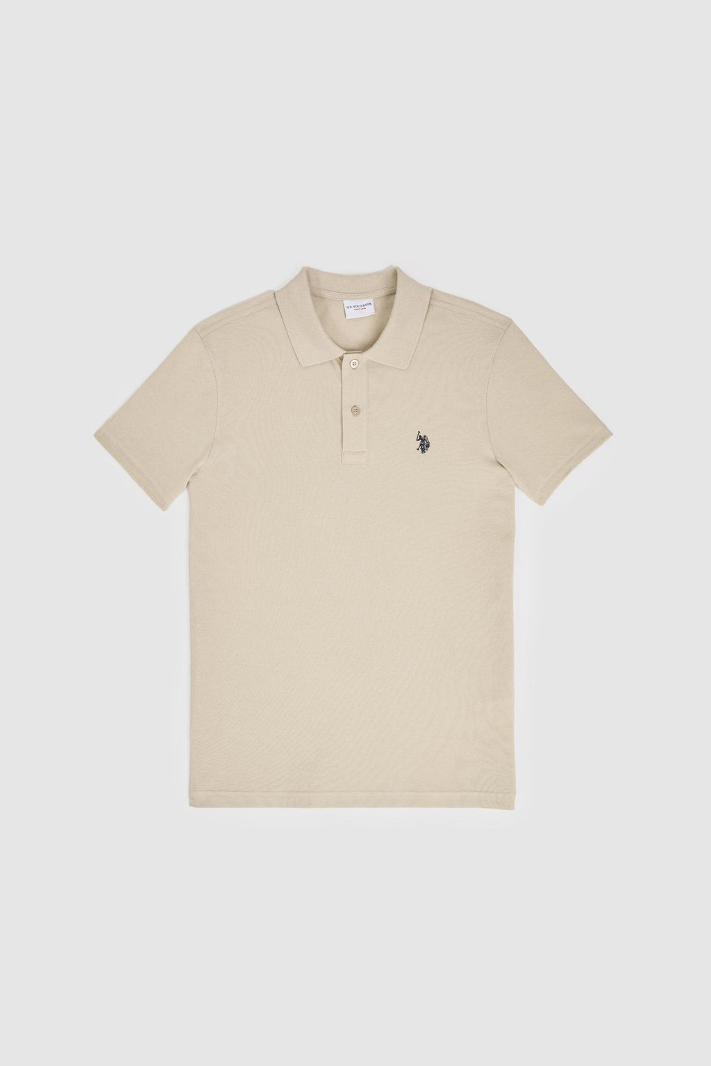 Erkek Slim Fit Polo Yaka A__k Haki Basic Ti__rt