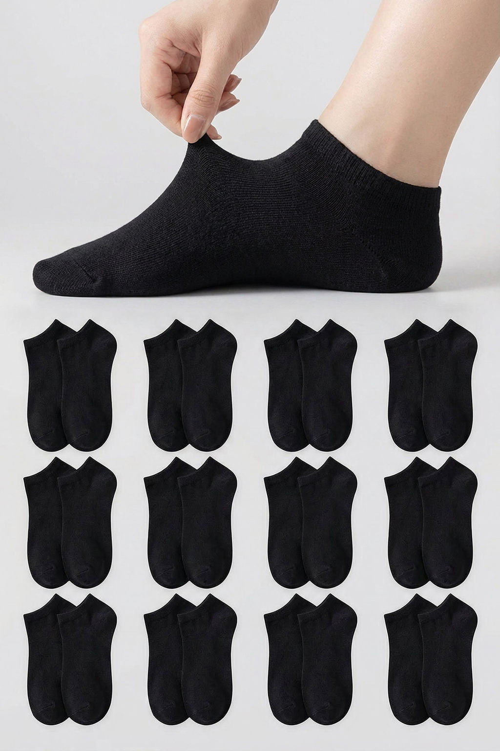 Siyah 12li Paket Soket Boy Orme Corap TEDAW25CO00002