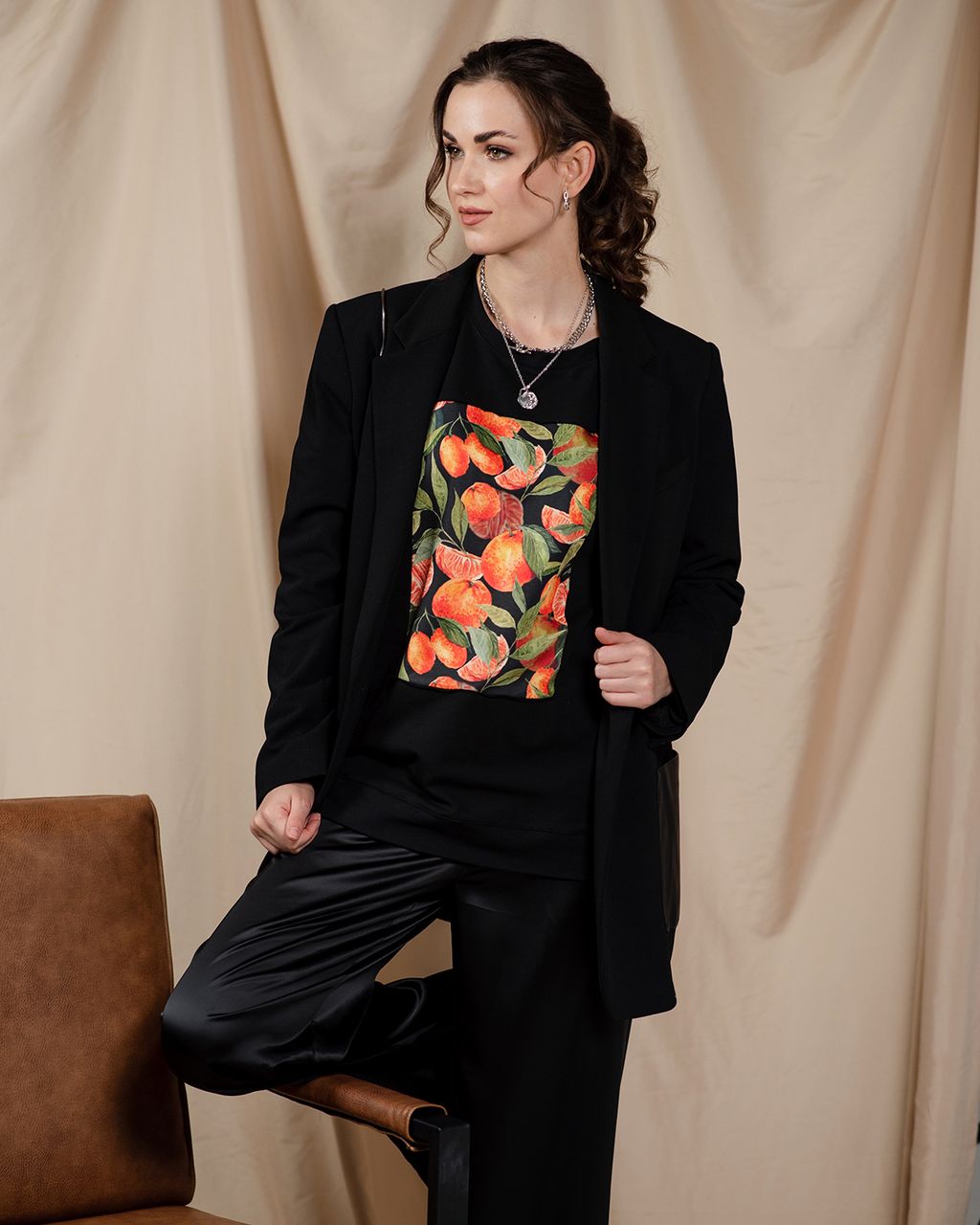 Удлинённый свитшот со вставкой ASTP052, джемпер, футер - Sahar art lab фото 7