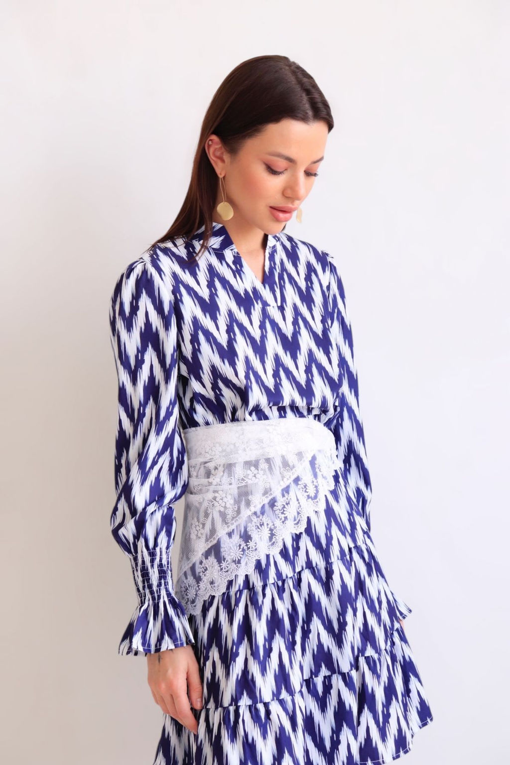 Martichelli Платье зиг-заг бело-синее  фото 3