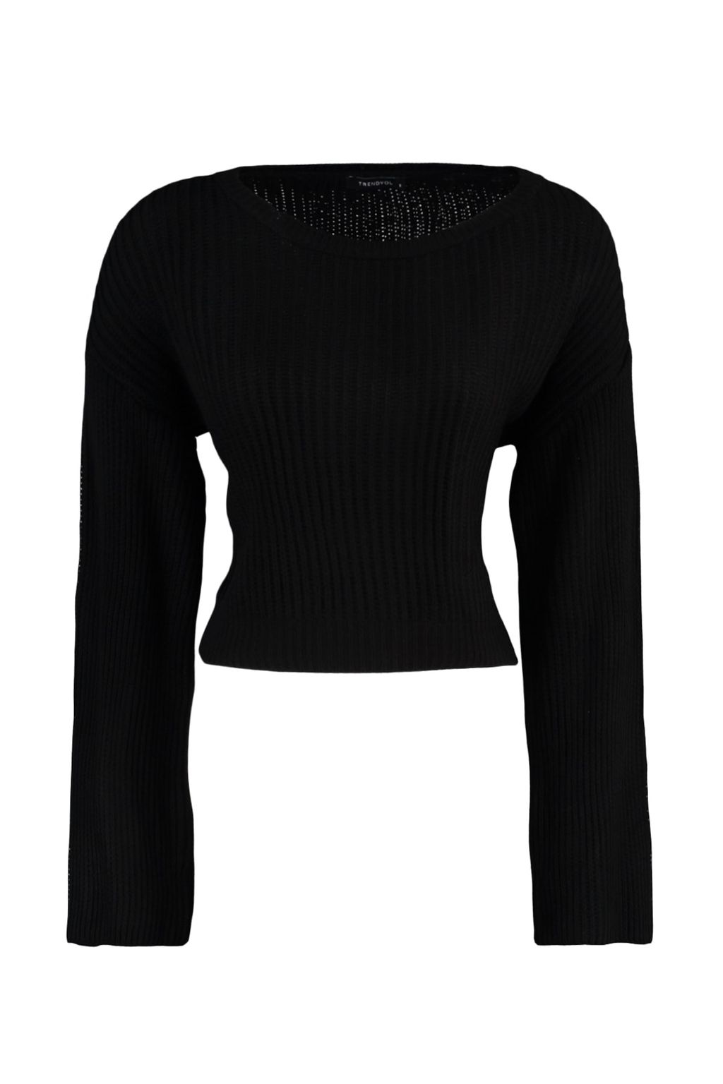 Siyah Crop Genis Kal?p Ispanyol Kol Triko Kazak TWOAW20KZ0743
