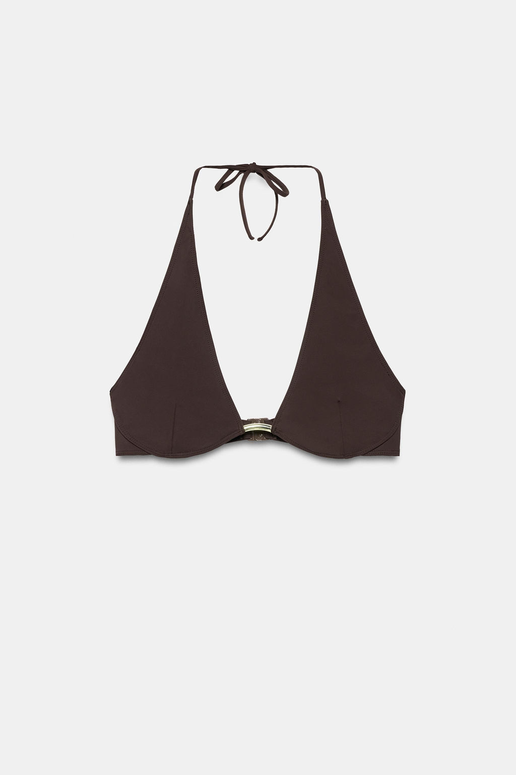 TOP BIKINI HALTER PIEZA MET?LICA / Berenjena oscuro - Zara фото 7