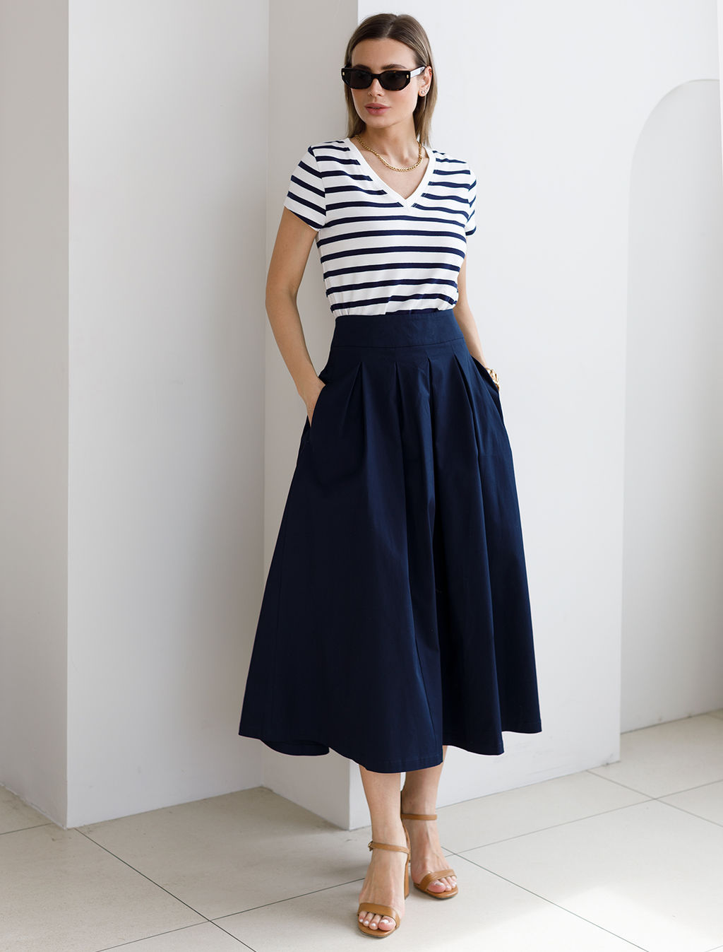 Юбка-миди свободного силуэта - Vilatte фото 5