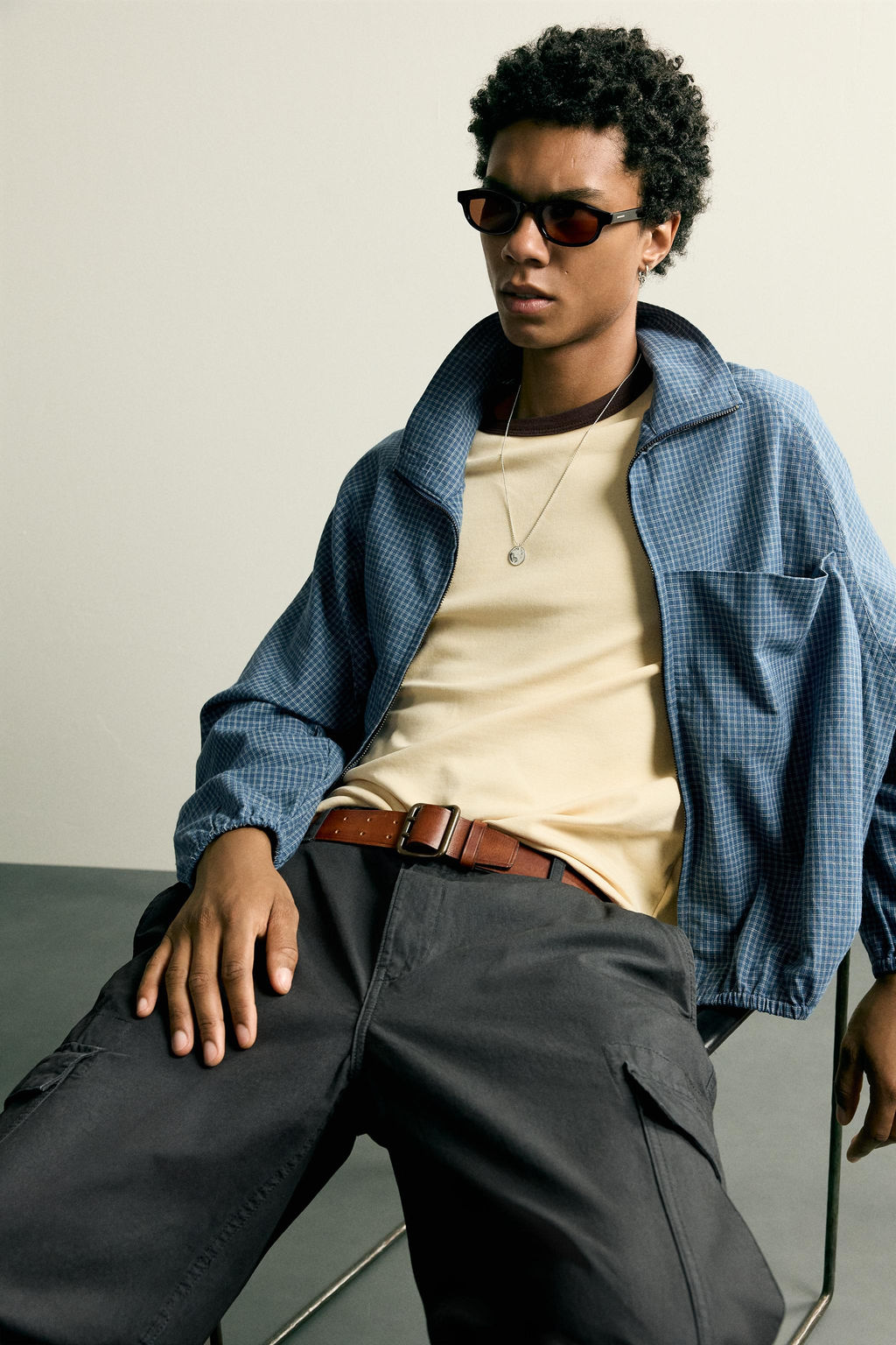 CAMISA RELAXED FIT CUADROS CREMALLERA / Azul - Zara фото 6